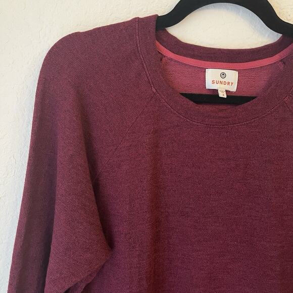 Sundry Sweatshirt Womens 2 Medium Burgundy Maroon Space Dye Crewneck Pullover - Picture 4 of 10